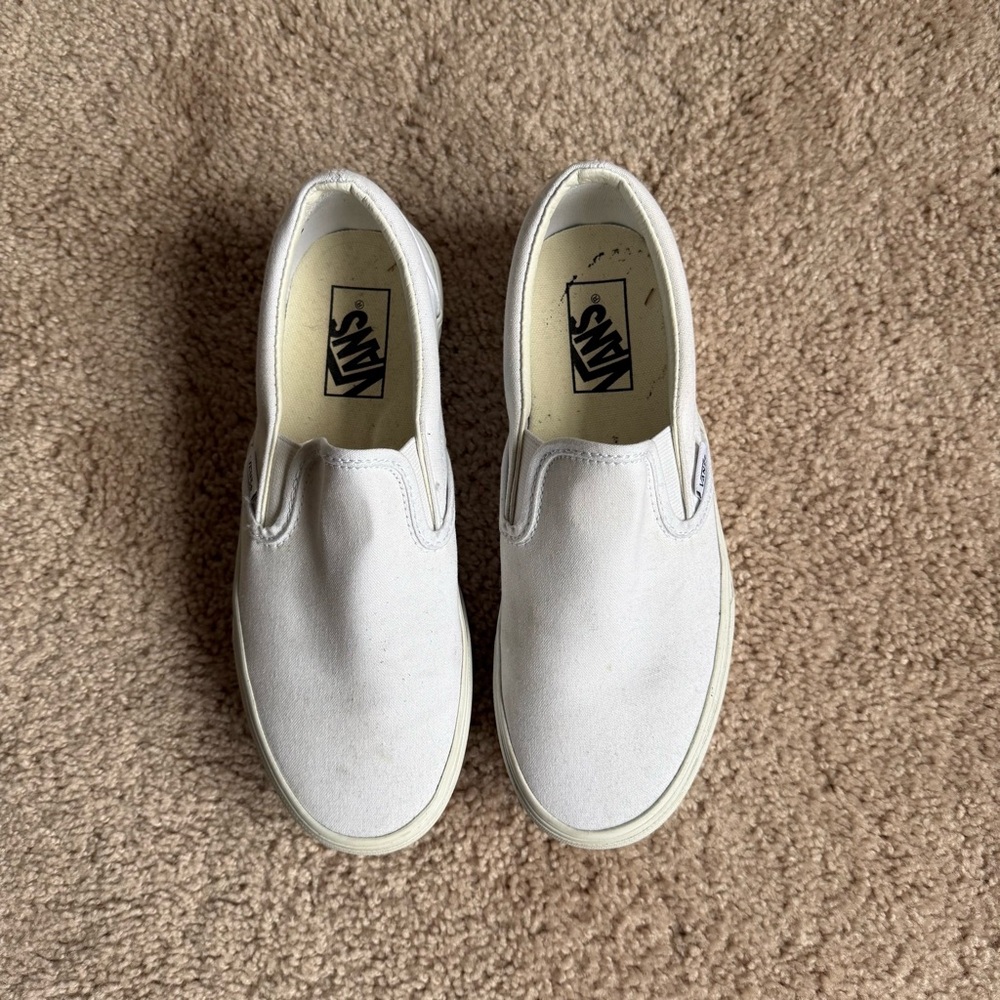 Vans Platform White Canvas Slip-Ons